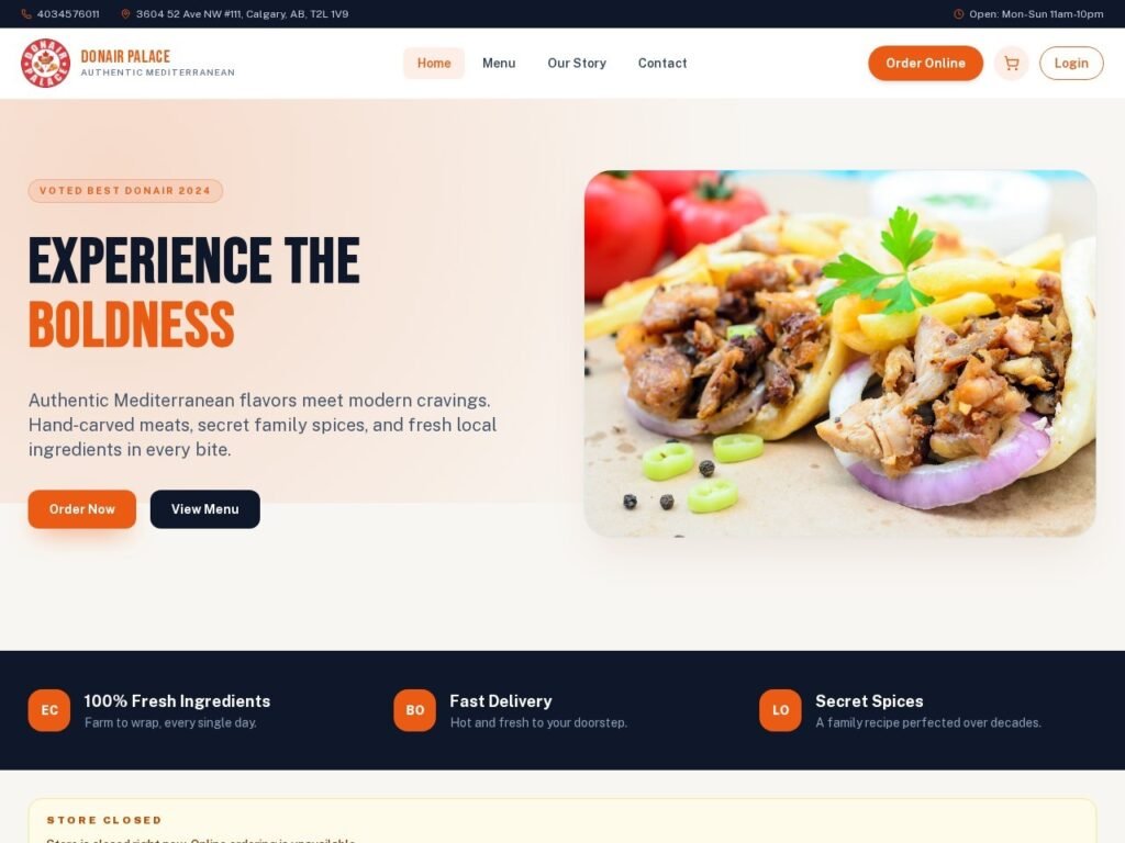 Donair Palace — Restaurant Website